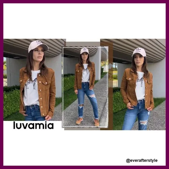 Stretch Fitted Denim Jacket Long Sleeve Button Down Classic Chic Y2K - Picture 8 of 8